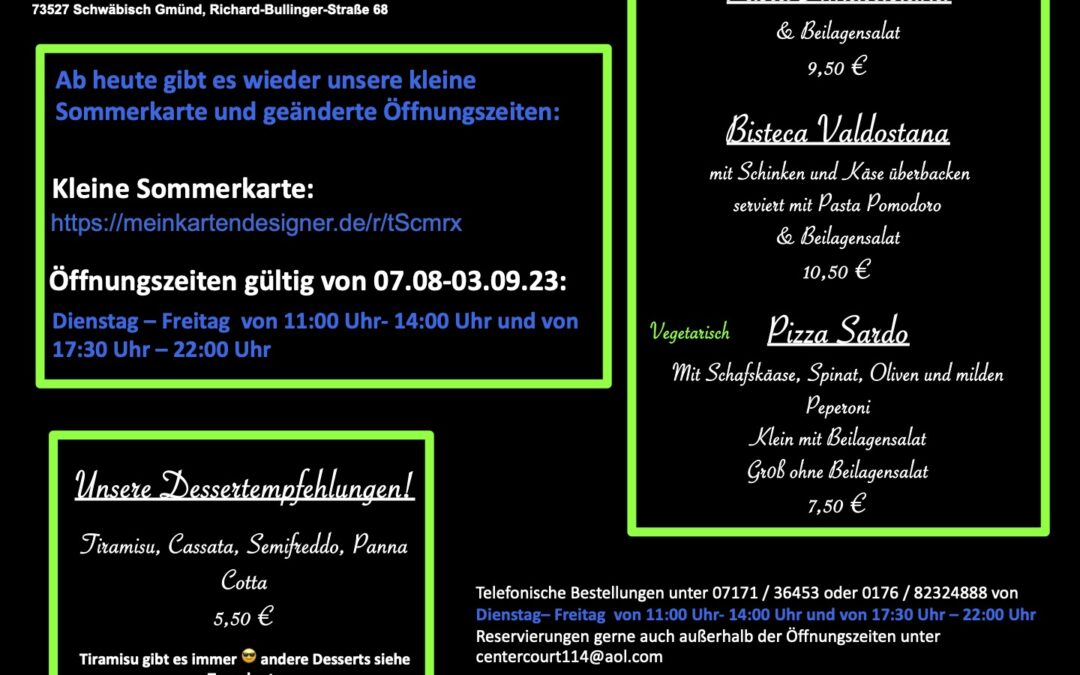 Wochenkarte KW 31/2023