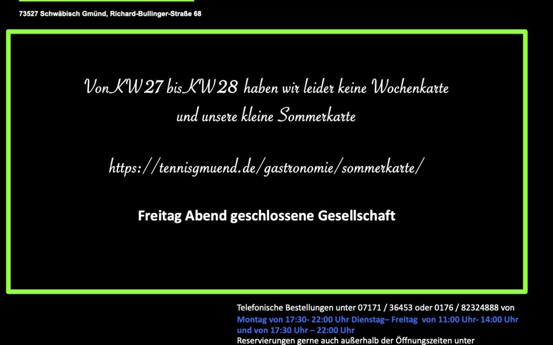 Wochenkarte KW 26,27,28/2026