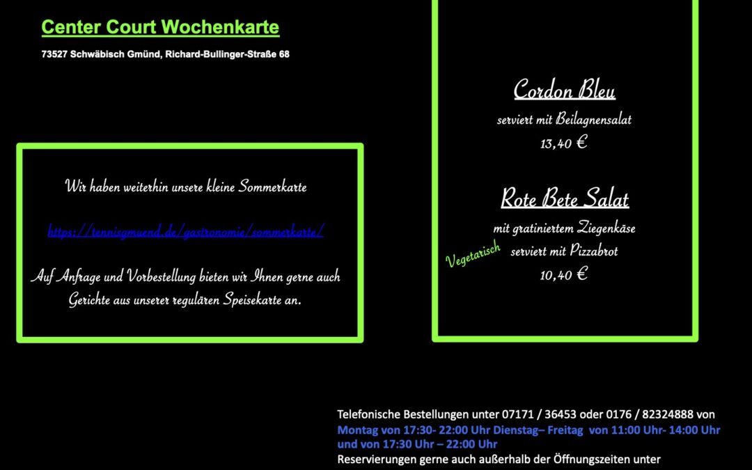 Wochenkarte KW 33/2026